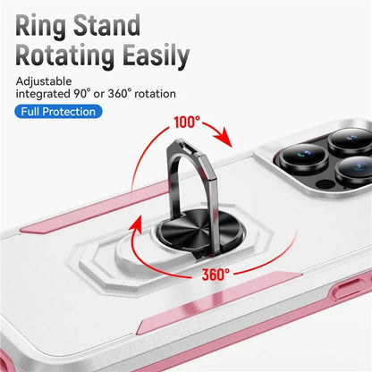 For iPhone 16 Pro Case Military Grade Ring Kickstand PC+TPU Phone Cover