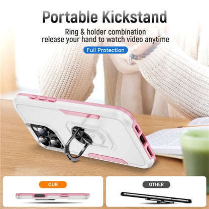For iPhone 16 Pro Case Military Grade Ring Kickstand PC+TPU Phone Cover