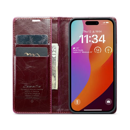 CASEME 003 Series For iPhone 16 Pro Max Case Retro Leather Wallet Flip Phone Cover
