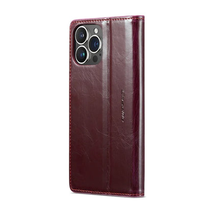 CASEME 003 Series For iPhone 16 Pro Max Case Retro Leather Wallet Flip Phone Cover