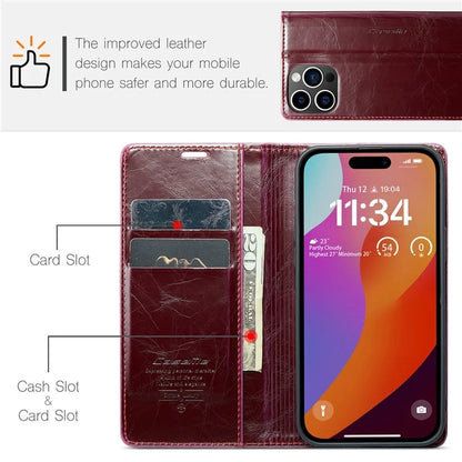 CASEME 003 Series For iPhone 16 Pro Max Case Retro Leather Wallet Flip Phone Cover