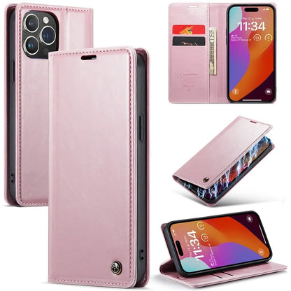 CASEME 003 Series For iPhone 16 Pro Max Case Retro Leather Wallet Flip Phone Cover