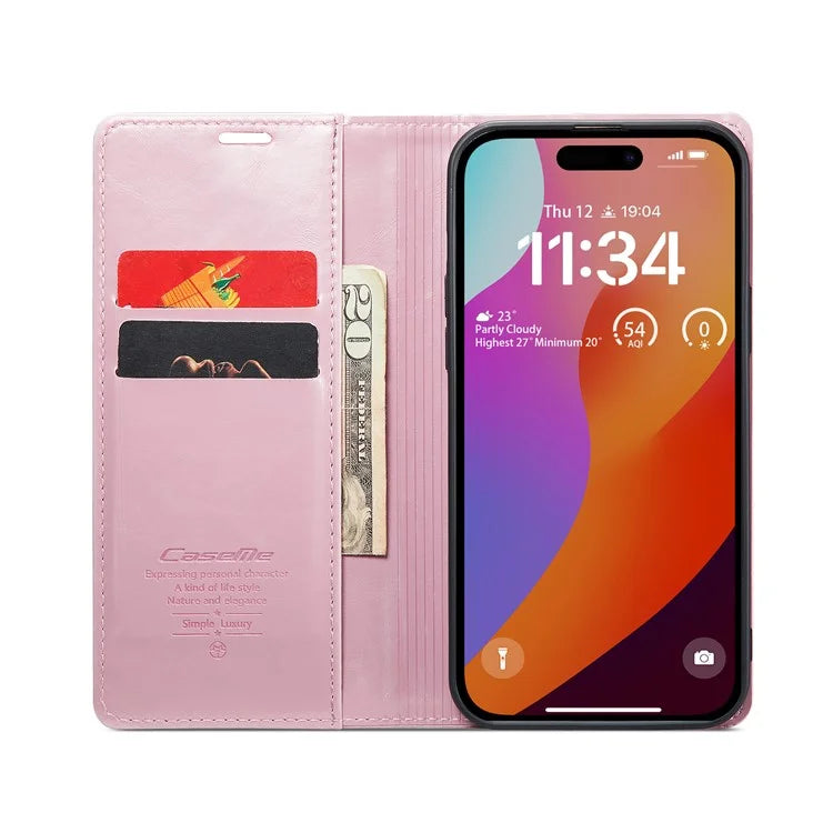CASEME 003 Series For iPhone 16 Pro Max Case Retro Leather Wallet Flip Phone Cover