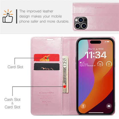 CASEME 003 Series For iPhone 16 Pro Max Case Retro Leather Wallet Flip Phone Cover