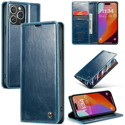 CASEME 003 Series For iPhone 16 Pro Max Case Retro Leather Wallet Flip Phone Cover