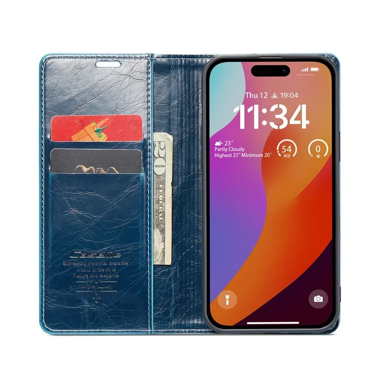 CASEME 003 Series For iPhone 16 Pro Max Case Retro Leather Wallet Flip Phone Cover