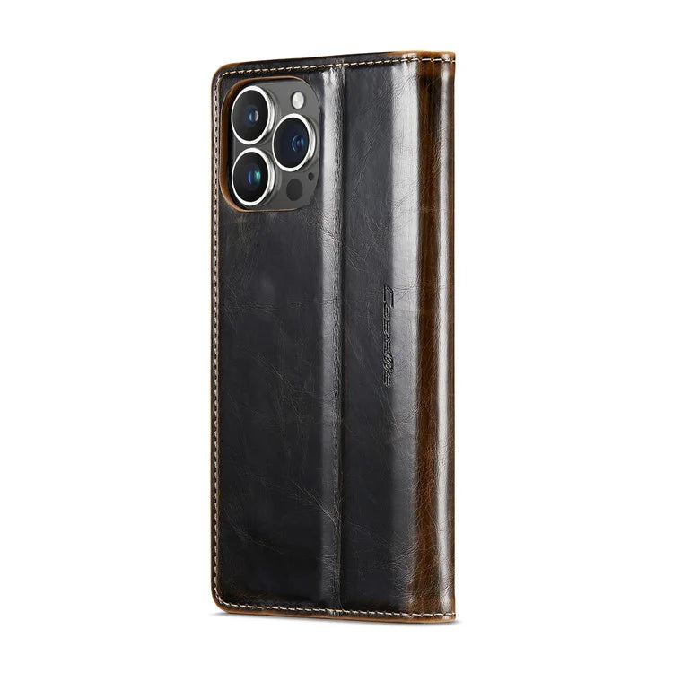 CASEME 003 Series For iPhone 16 Pro Max Case Retro Leather Wallet Flip Phone Cover