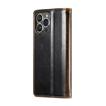 CASEME 003 Series For iPhone 16 Pro Max Case Retro Leather Wallet Flip Phone Cover