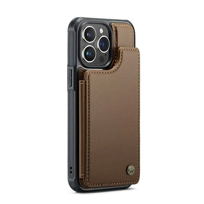 CASEME C22 Series For iPhone 16 Pro Max Case Leather+TPU Cover RFID Blocking 5 Card Slots