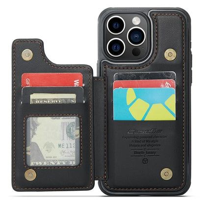 CASEME C22 Series For iPhone 16 Pro Max Case Leather+TPU Cover RFID Blocking 5 Card Slots