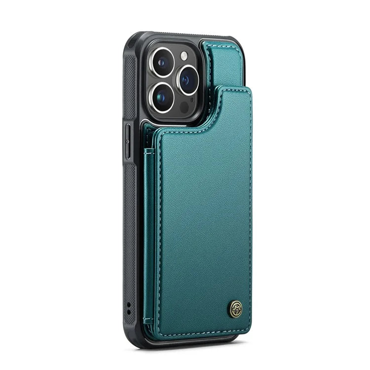 CASEME C22 Series For iPhone 16 Pro Max Case Leather+TPU Cover RFID Blocking 5 Card Slots