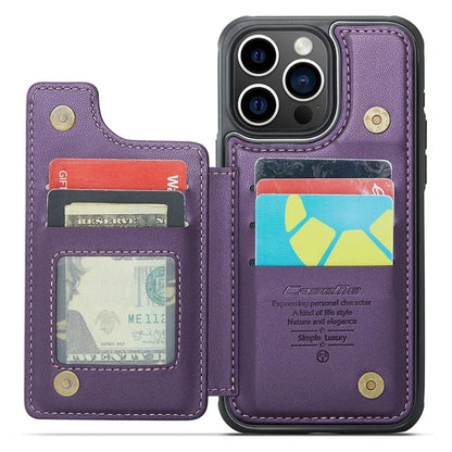 CASEME C22 Series For iPhone 16 Pro Max Case Leather+TPU Cover RFID Blocking 5 Card Slots