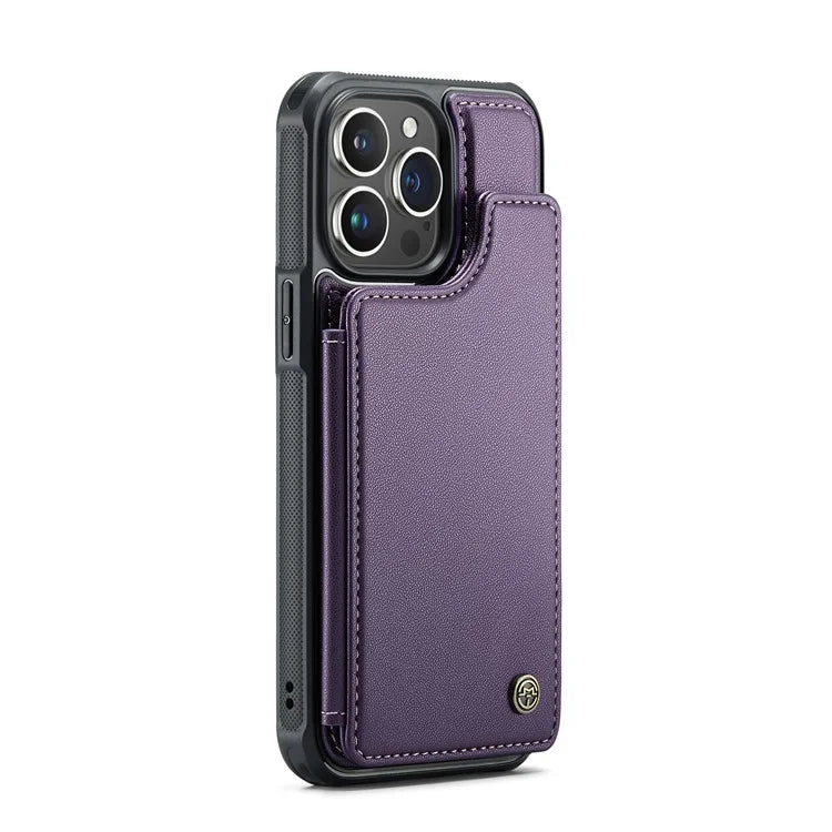 CASEME C22 Series For iPhone 16 Pro Max Case Leather+TPU Cover RFID Blocking 5 Card Slots