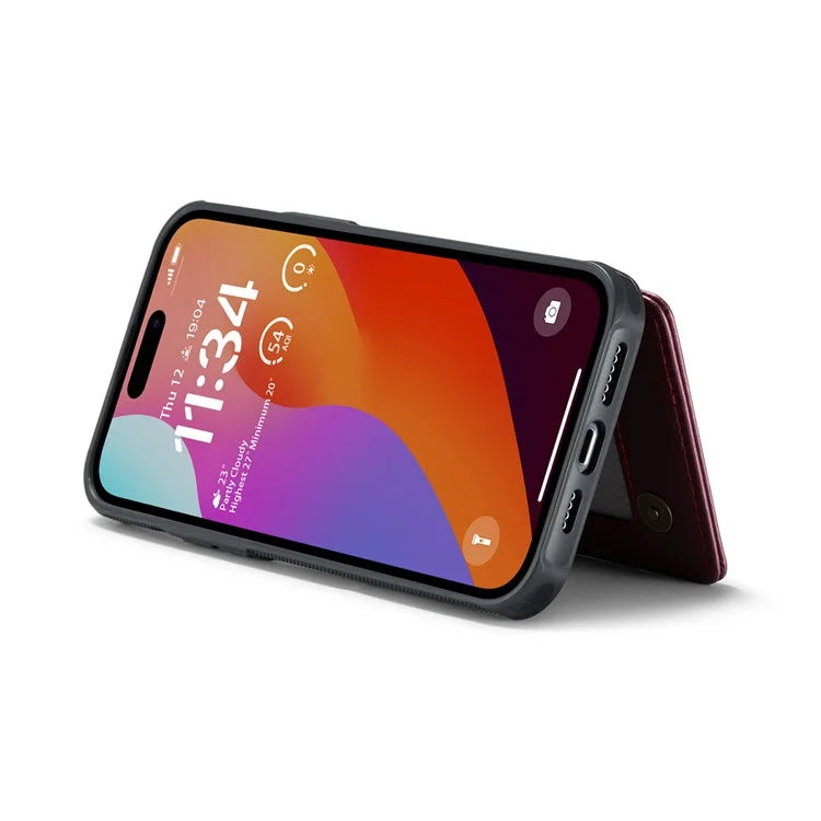 CASEME C22 Series For iPhone 16 Pro Max Case Leather+TPU Cover RFID Blocking 5 Card Slots