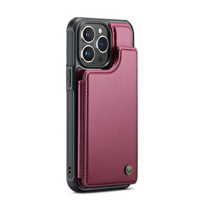 CASEME C22 Series For iPhone 16 Pro Max Case Leather+TPU Cover RFID Blocking 5 Card Slots