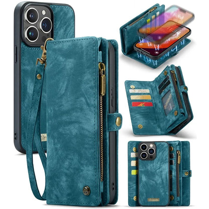 CASEME 008 Series for iPhone 16 Pro Max Case Leather Phone Cover Zipper Pocket Wallet