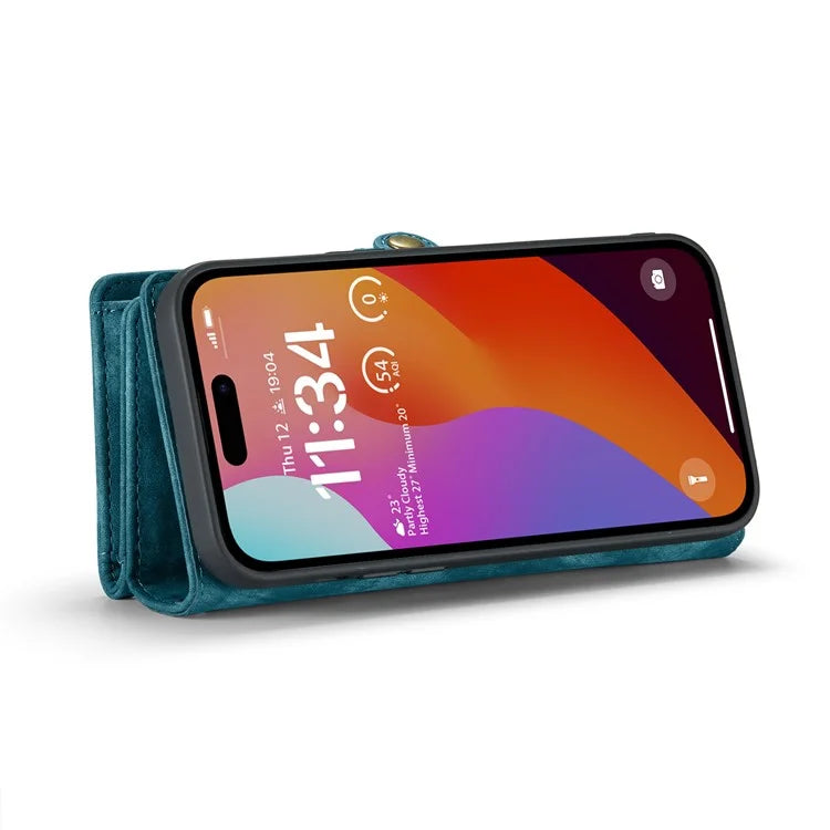 CASEME 008 Series for iPhone 16 Pro Max Case Leather Phone Cover Zipper Pocket Wallet