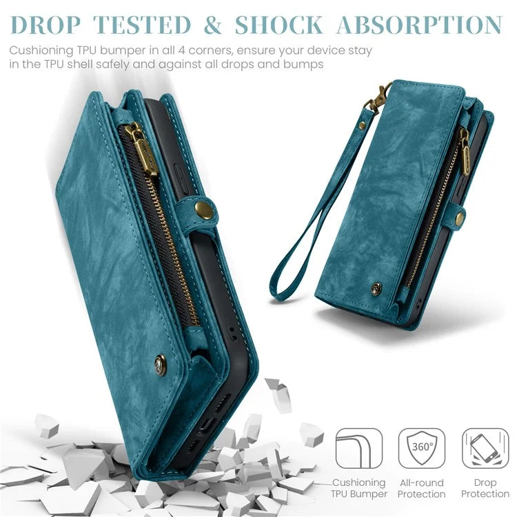CASEME 008 Series for iPhone 16 Pro Max Case Leather Phone Cover Zipper Pocket Wallet