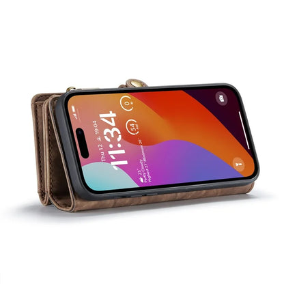CASEME 008 Series for iPhone 16 Pro Max Case Leather Phone Cover Zipper Pocket Wallet