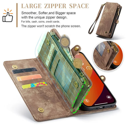 CASEME 008 Series for iPhone 16 Pro Max Case Leather Phone Cover Zipper Pocket Wallet
