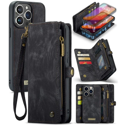 CASEME 008 Series for iPhone 16 Pro Max Case Leather Phone Cover Zipper Pocket Wallet