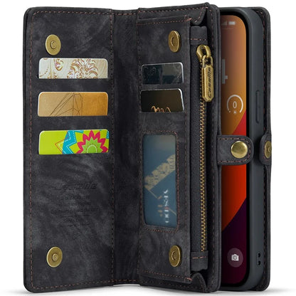 CASEME 008 Series for iPhone 16 Pro Max Case Leather Phone Cover Zipper Pocket Wallet