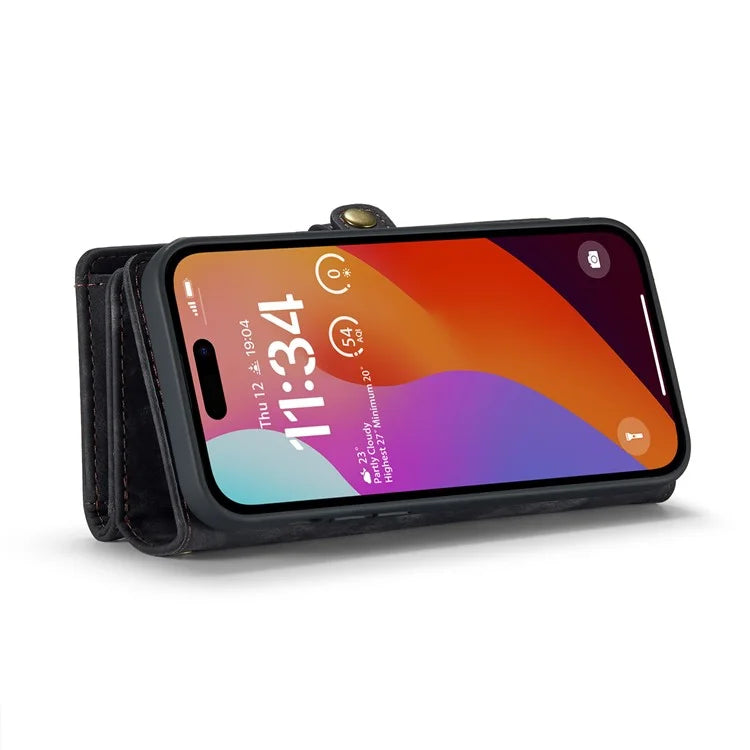 CASEME 008 Series for iPhone 16 Pro Max Case Leather Phone Cover Zipper Pocket Wallet