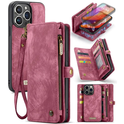 CASEME 008 Series for iPhone 16 Pro Max Case Leather Phone Cover Zipper Pocket Wallet