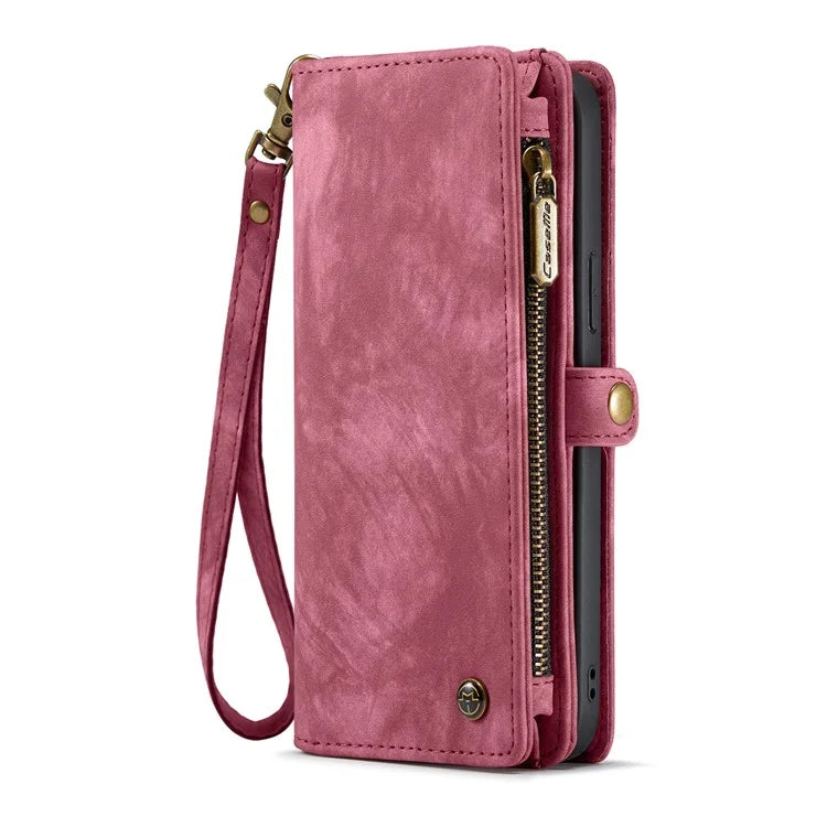 CASEME 008 Series for iPhone 16 Pro Max Case Leather Phone Cover Zipper Pocket Wallet