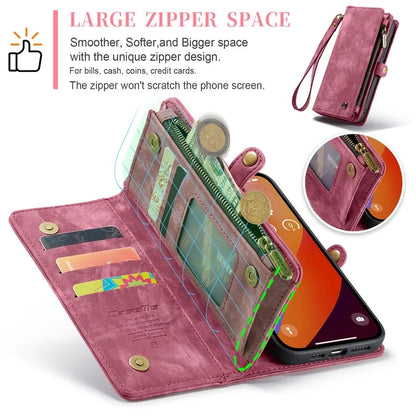 CASEME 008 Series for iPhone 16 Pro Max Case Leather Phone Cover Zipper Pocket Wallet