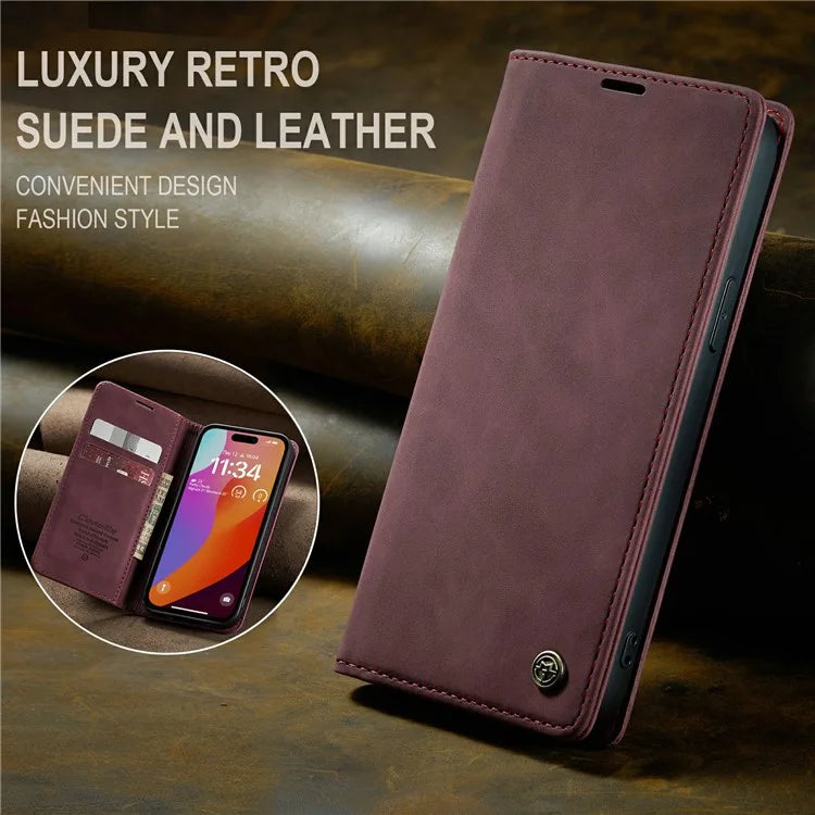 CASEME 013 Series For iPhone 16 Pro Max Case Card Holder Stand Leather Phone Cover