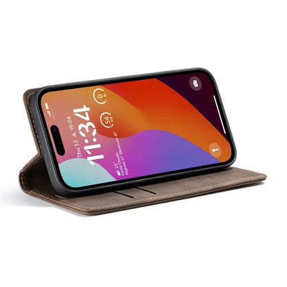 CASEME 013 Series For iPhone 16 Pro Max Case Card Holder Stand Leather Phone Cover