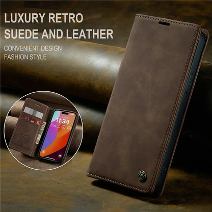 CASEME 013 Series For iPhone 16 Pro Max Case Card Holder Stand Leather Phone Cover