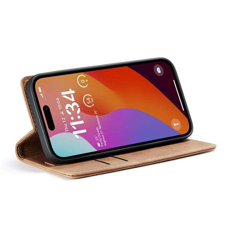 CASEME 013 Series For iPhone 16 Pro Max Case Card Holder Stand Leather Phone Cover