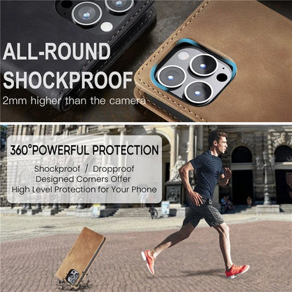 CASEME 013 Series For iPhone 16 Pro Max Case Card Holder Stand Leather Phone Cover