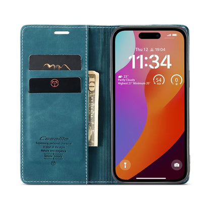 CASEME 013 Series For iPhone 16 Pro Max Case Card Holder Stand Leather Phone Cover