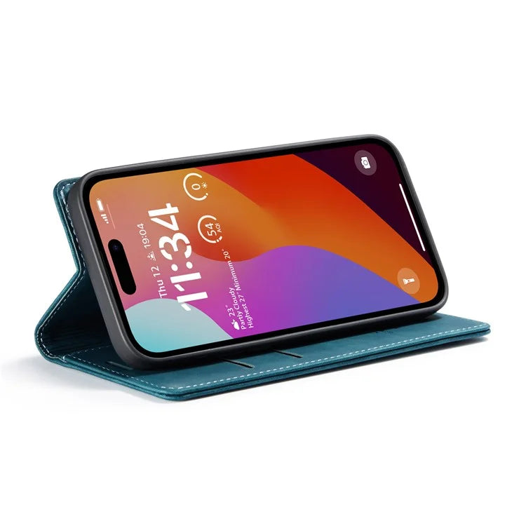 CASEME 013 Series For iPhone 16 Pro Max Case Card Holder Stand Leather Phone Cover