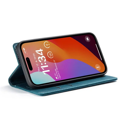 CASEME 013 Series For iPhone 16 Pro Max Case Card Holder Stand Leather Phone Cover
