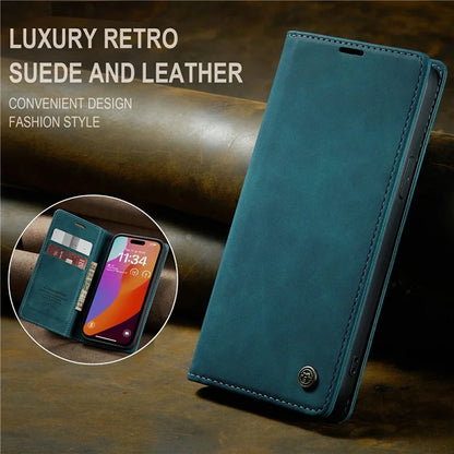 CASEME 013 Series For iPhone 16 Pro Max Case Card Holder Stand Leather Phone Cover