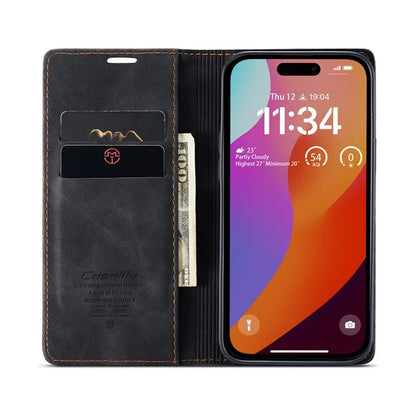 CASEME 013 Series For iPhone 16 Pro Max Case Card Holder Stand Leather Phone Cover