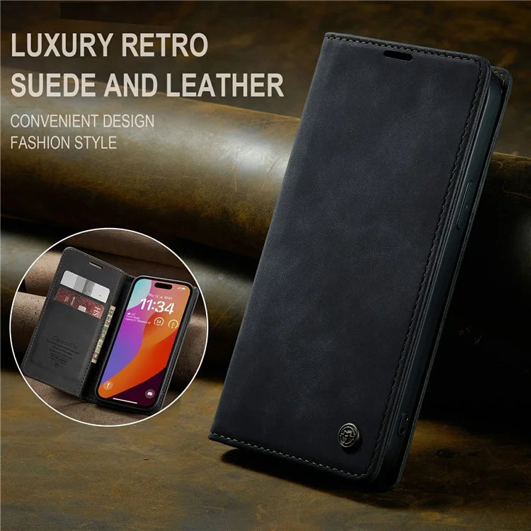 CASEME 013 Series For iPhone 16 Pro Max Case Card Holder Stand Leather Phone Cover
