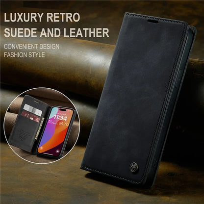 CASEME 013 Series For iPhone 16 Pro Max Case Card Holder Stand Leather Phone Cover
