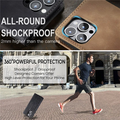 CASEME 013 Series For iPhone 16 Pro Max Case Card Holder Stand Leather Phone Cover