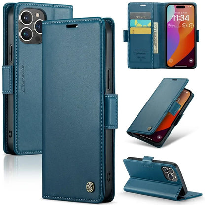 CASEME 023 Series For iPhone 16 Pro Max Case RFID Blocking Glossy Stand Phone Cover