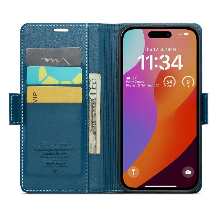 CASEME 023 Series For iPhone 16 Pro Max Case RFID Blocking Glossy Stand Phone Cover