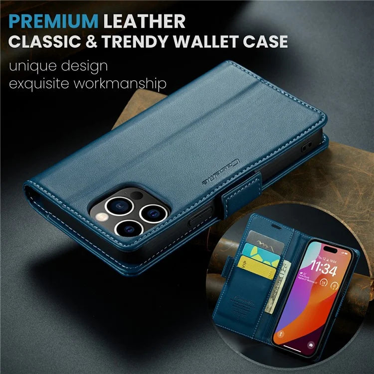 CASEME 023 Series For iPhone 16 Pro Max Case RFID Blocking Glossy Stand Phone Cover