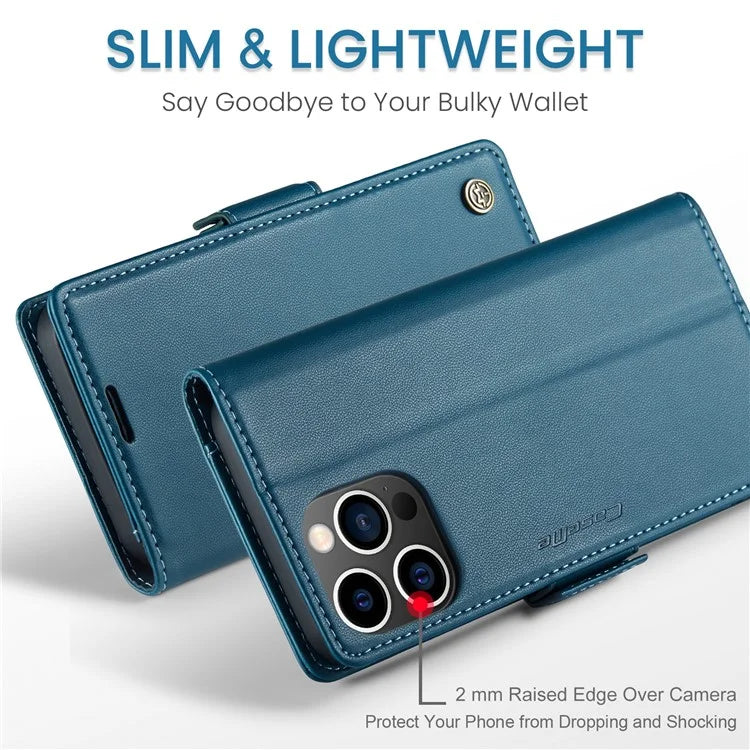 CASEME 023 Series For iPhone 16 Pro Max Case RFID Blocking Glossy Stand Phone Cover