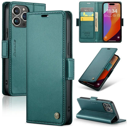 CASEME 023 Series For iPhone 16 Pro Max Case RFID Blocking Glossy Stand Phone Cover