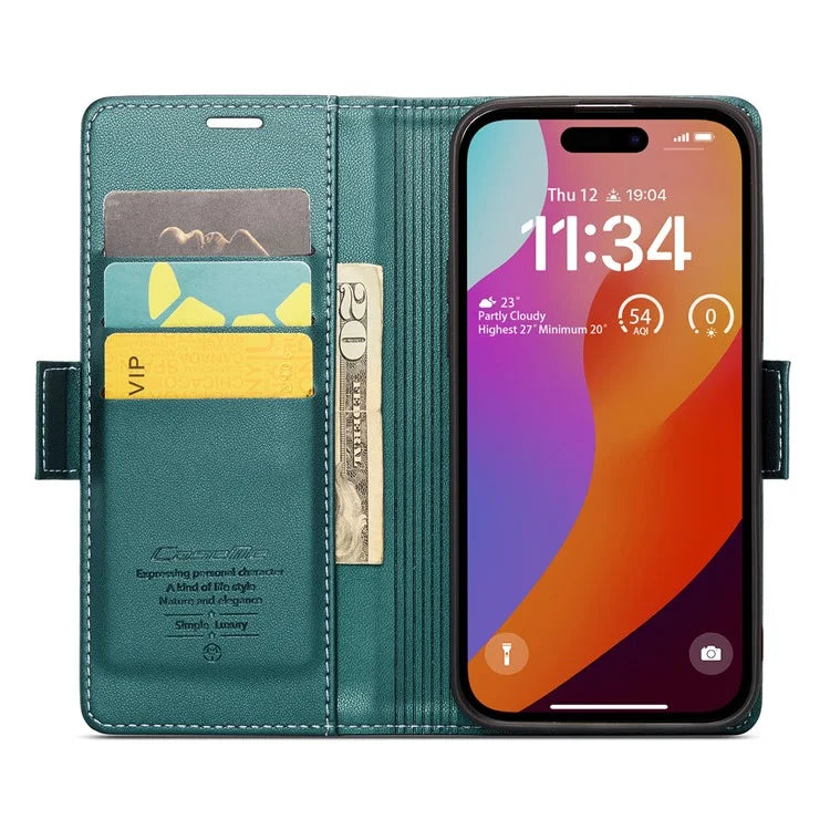 CASEME 023 Series For iPhone 16 Pro Max Case RFID Blocking Glossy Stand Phone Cover