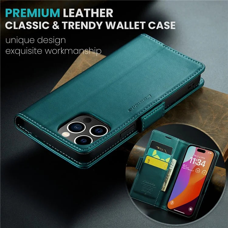 CASEME 023 Series For iPhone 16 Pro Max Case RFID Blocking Glossy Stand Phone Cover